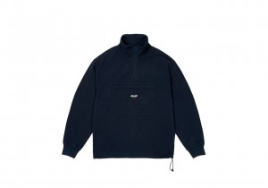 Navy Palace 1/4 Zip Washed Funnel Sweatshirts | DF01-K0-CG