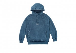 Navy Palace WASHED TERRY 1/4 PLACKET HOOD Hoods | YC50-K2-BT