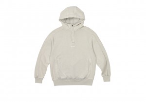 Smoke Grey Palace WASHED TERRY 1/4 PLACKET HOOD Hoods | IP51-D8-BS