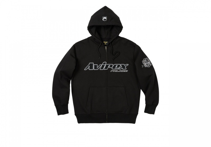 Black Palace Avirex Zip Hood Hoods | JI06-R6-IL