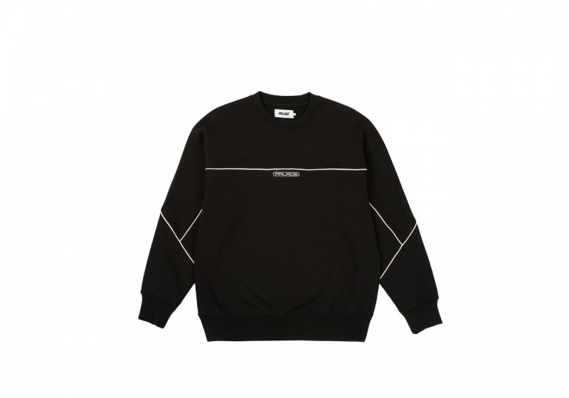 Black Palace Piped Crew Sweatshirts | CE42-O9-RN