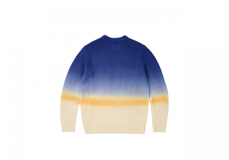 Blue Palace Gradient Dye Rib Knit Tops | TY67-G5-FN