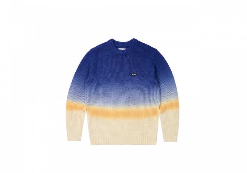 Blue Palace Gradient Dye Rib Knit Tops | TY67-G5-FN