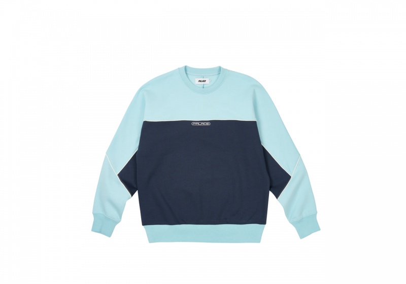 Crystalised Blue Palace Piped Crew Sweatshirts | UB05-J1-BM