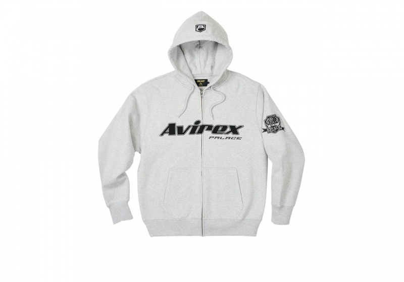 Grey Marl Palace Avirex Zip Hood Hoods | WQ70-K9-CG