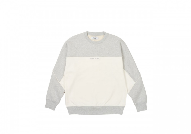 Grey Marl Palace Piped Crew Sweatshirts | MJ28-T3-OD