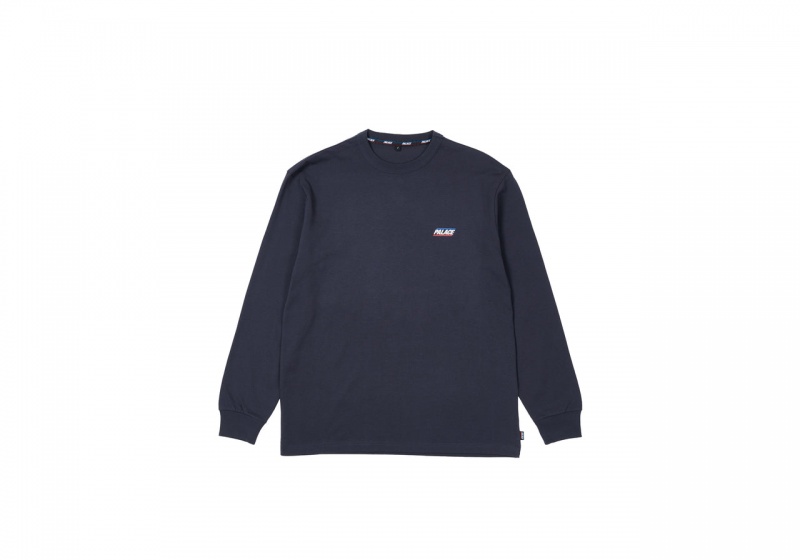 Navy Palace Basically A Longsleeve T-Shirts | QU07-G1-UJ