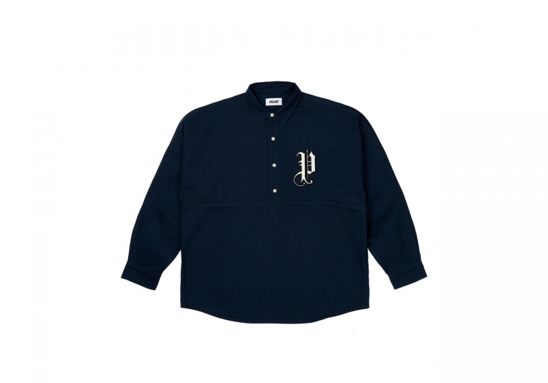 Navy Palace Old English Overshirt Shirting | LM13-V2-UV