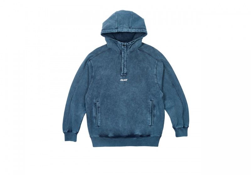 Navy Palace WASHED TERRY 1/4 PLACKET HOOD Hoods | YC50-K2-BT