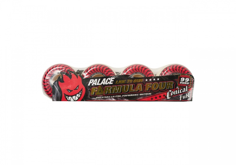 White / Red Palace Spitfire Conical Full Formula Four Natural Wheels 52mm Hardware | RG91-W9-TF