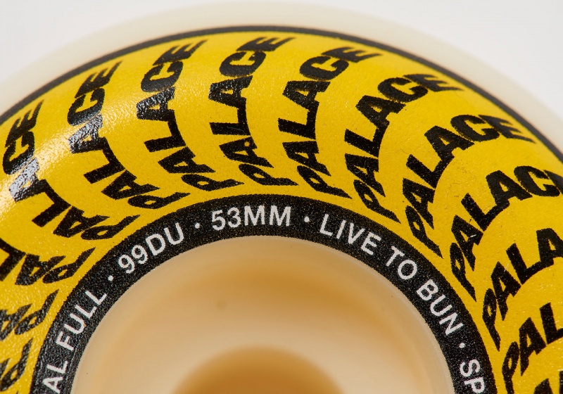 White / Yellow Palace Spitfire Conical Full Formula Four Natural Wheels 53mm Hardware | EJ66-K9-VH