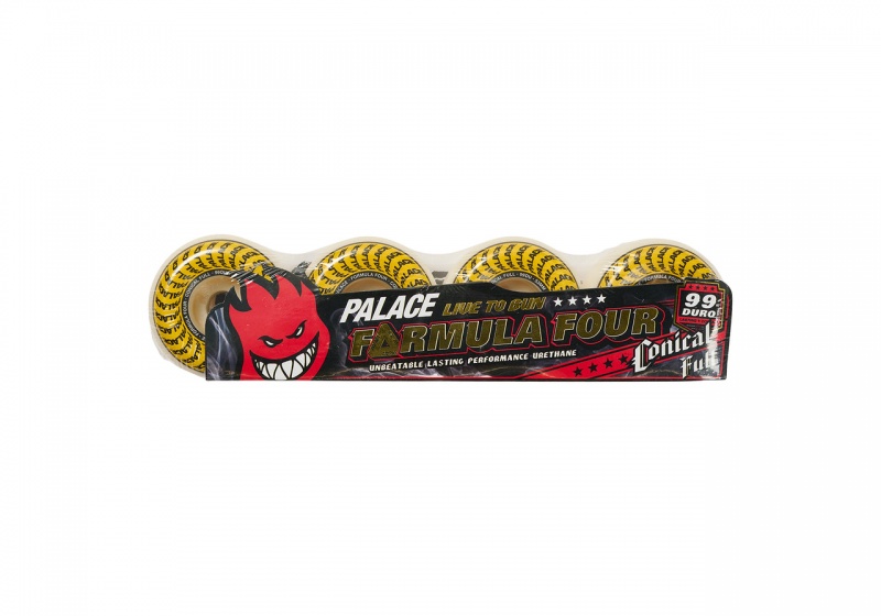 White / Yellow Palace Spitfire Conical Full Formula Four Natural Wheels 53mm Hardware | EJ66-K9-VH